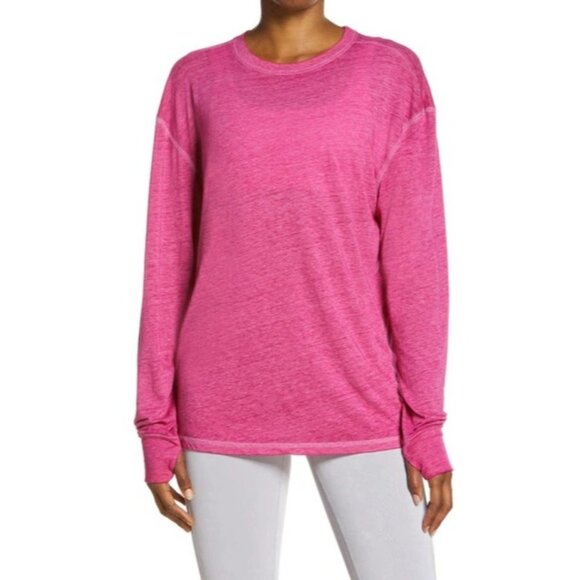 FP MOVEMENT Keep Rolling Long Sleeve Tee Sz XS Magenta Pink Oversized Fit Cotton - Picture 3 of 6